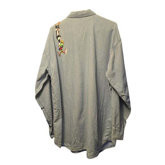 Vintage Warner Brothers Denim Character Button Up Shirt - Picture 2 of 6